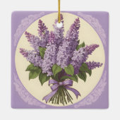 Paarse Sering Bloemen Keramisch Ornament (Achterkant)