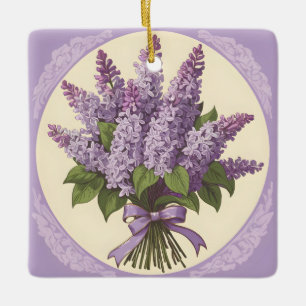 Paarse Sering Bloemen Keramisch Ornament