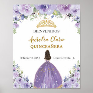 Paarse Sering Bloemen Meisje Quinceañera Welkom Poster
