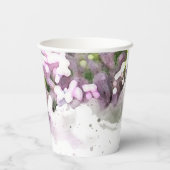 Paarse Sering Bloemen Waterverf Bruiloft  Papieren Bekers (Achterkant)