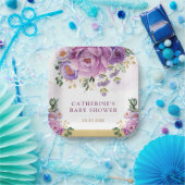 Paarse Sering Bloementuin Baby in Bloei Shower Papieren Bordje (Feest)