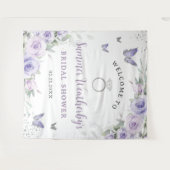 Paarse Sering Bloemige Bruidsmeisjes Borrel Welkom Wandkleed (Voorkant (horizontaal))