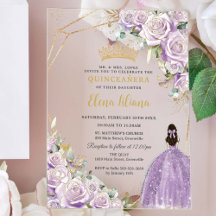 Paarse Sering Bloemige Prinses Gouden Quinceañera