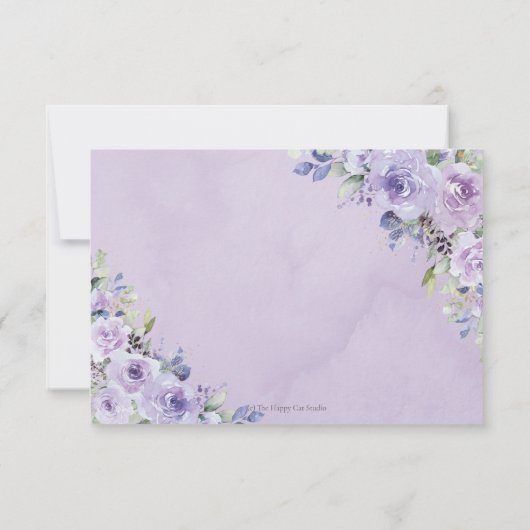 Paarse Sering Bloemige Quinceañera Gouden Kroon Ti RSVP Kaartje (Achterkant)