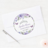 Paarse Sering Bloemige Quinceañera Kroon Vlinders  Ronde Sticker (Envelop)