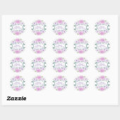 Paarse Sering Bloemige Witte Baby Shower Sticker (Vel)