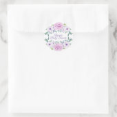 Paarse Sering Bloemige Witte Baby Shower Sticker (Tas)