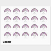 Paarse Sering Blush Bloemige Ronde Trouwsticker Sticker (Vel)