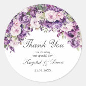 Paarse Sering Blush Bloemige Ronde Trouwsticker Sticker (Voorkant)