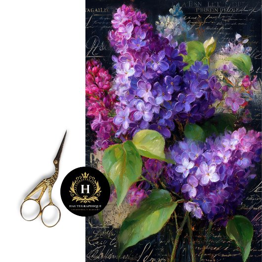 Paarse Sering Bouquet Decoupage Tissuepapier