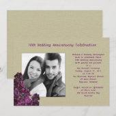 Paarse Sering en Jute Foto Huwelijksbelofte Vernie Kaart (Voorkant / Achterkant)