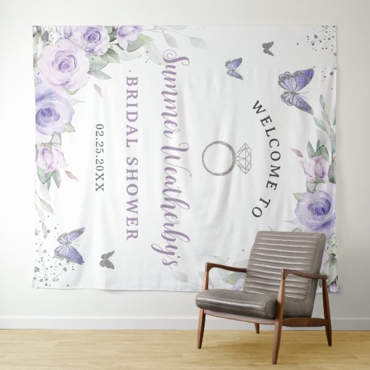 Paarse Sering Florale Bruidsmeisjes Borrel Welcome Wandkleed (In Situ (horizontaal))