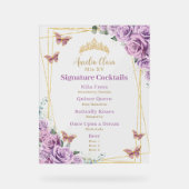 Paarse Sering Florale Quinceanera Bar Cocktail Men Acryl Bord (Voorkant)