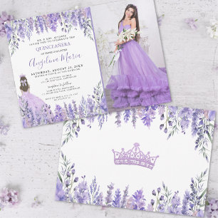 Paarse Sering Foto Bloemige Quinceañera Kaart
