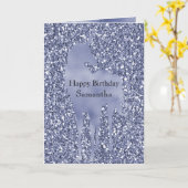 Paarse Sering Glitter Eenhoorn Persoonlijk Kaart (Gele Bloem)