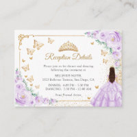 Paarse Sering Gouden Quinceanera Ontvangst Details