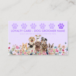 Paarse Sering Honden Uitlater Verzorger Stempel Tr Visitekaartje