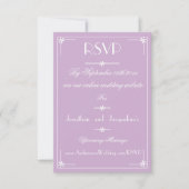 Paarse Sering Huwelijk Elegant Wit Script RSVP Kaartje (Voorkant)