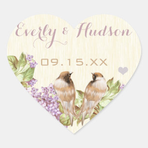 Paarse Sering Huwelijk Hart Sticker