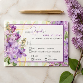 Paarse Sering Huwelijksreactiekaart RSVP Kaartje