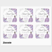 Paarse Sering Lavendel Bloem Quinceañera Prinses Vierkante Sticker (Vel)