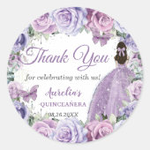 Paarse Sering Lila Bloemige Quinceañera Prinses Ronde Sticker (Voorkant)