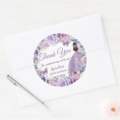 Paarse Sering Lila Bloemige Quinceañera Prinses Ronde Sticker (Envelop)