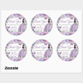 Paarse Sering Lila Bloemige Quinceañera Prinses Ronde Sticker (Vel)