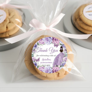 Paarse Sering Lila Bloemige Quinceañera Prinses Ronde Sticker