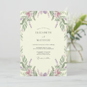 Paarse Sering Lila Eucalyptus Bruiloft Kaart (Staand voorkant)