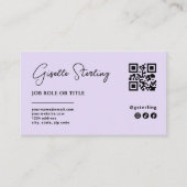 Paarse Sering Logo QR Code Minimalistisch Professi Visitekaartje (Voorkant)