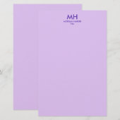 Paarse Sering Minimalistisch Schoon Beginletters Briefpapier (Voorkant / Achterkant)