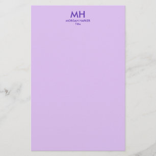 Paarse Sering Minimalistisch Schoon Beginletters Briefpapier