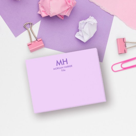 Paarse Sering Minimalistisch Schoon Initiaal Post-it® Notes