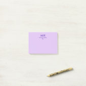 Paarse Sering Minimalistisch Schoon Initiaal Post-it® Notes (Op bureau)