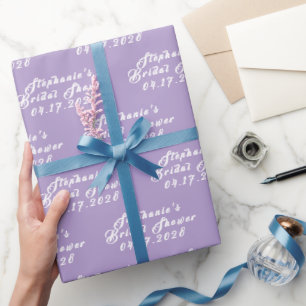 Paarse Sering Modern Patroon Bruid Bruiloft Feest  Cadeaupapier