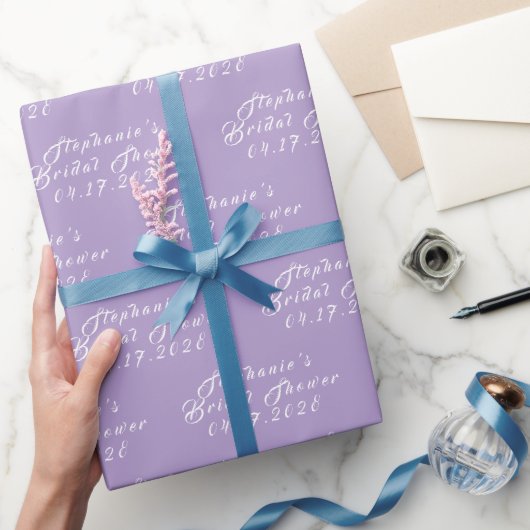 Paarse Sering Modern Patroon Bruid Bruiloft Feest Cadeaupapier (Geschenken)