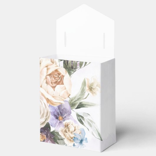 Paarse Sering Pioen Wilde Bloemen Boeket Bruiloft  Bedankdoosjes (Geopend)