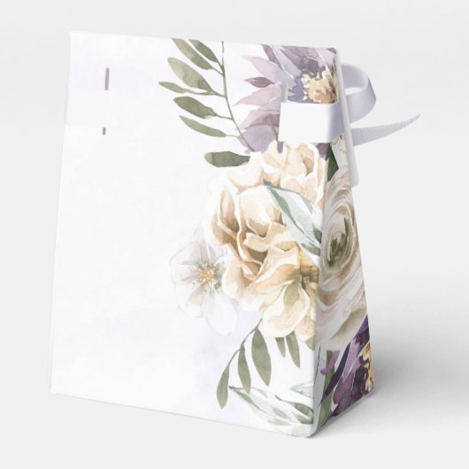 Paarse Sering Pioen Wilde Bloemen Boeket Bruiloft  Bedankdoosjes (Achterkant)