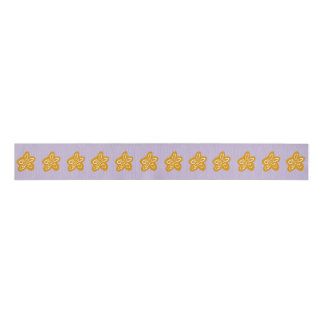 Paarse Sering Prinses Gouden Bloemen Verjaardag Grosgrain Lint