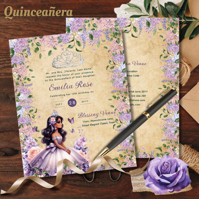 Paarse Sering Quinceanera-jurk bloemige Wisteria (Creator heeft geüpload)