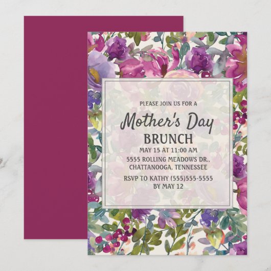 Paarse Sering Roze Aquarel Bloem Moederdag Kaart (Voorkant / Achterkant)