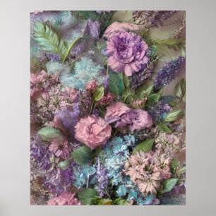 Paarse sering roze bloemen mooie Poster
