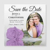 Paarse Sering Roze Save The Date Ovale Fotomagneet (Voorkant)