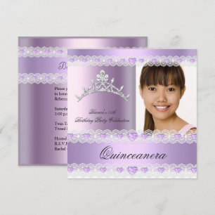 Paarse Sering Tiara Quinceanera 15 Verjaardagsfees Kaart