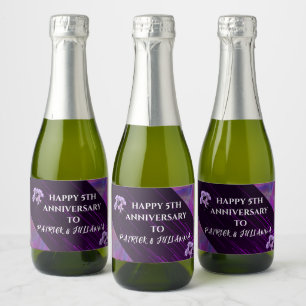 Paarse Sering Trendy Boho Modern Chic Jubileum Sparkling Wijnetiket