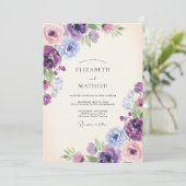 Paarse Sering Wilde Bloemen Bruiloft Kaart (Staand voorkant)