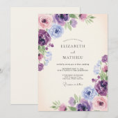 Paarse Sering Wilde Bloemen Bruiloft Kaart (Voorkant / Achterkant)