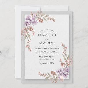 Paarse Sering Wilde Bloemen Bruiloft Kaart