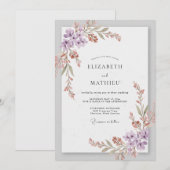 Paarse Sering Wilde Bloemen Bruiloft Kaart (Voorkant / Achterkant)